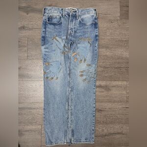 Playboy Pacsun Maxi Denim Skirt Re-made Embroidery Size 30 Waist